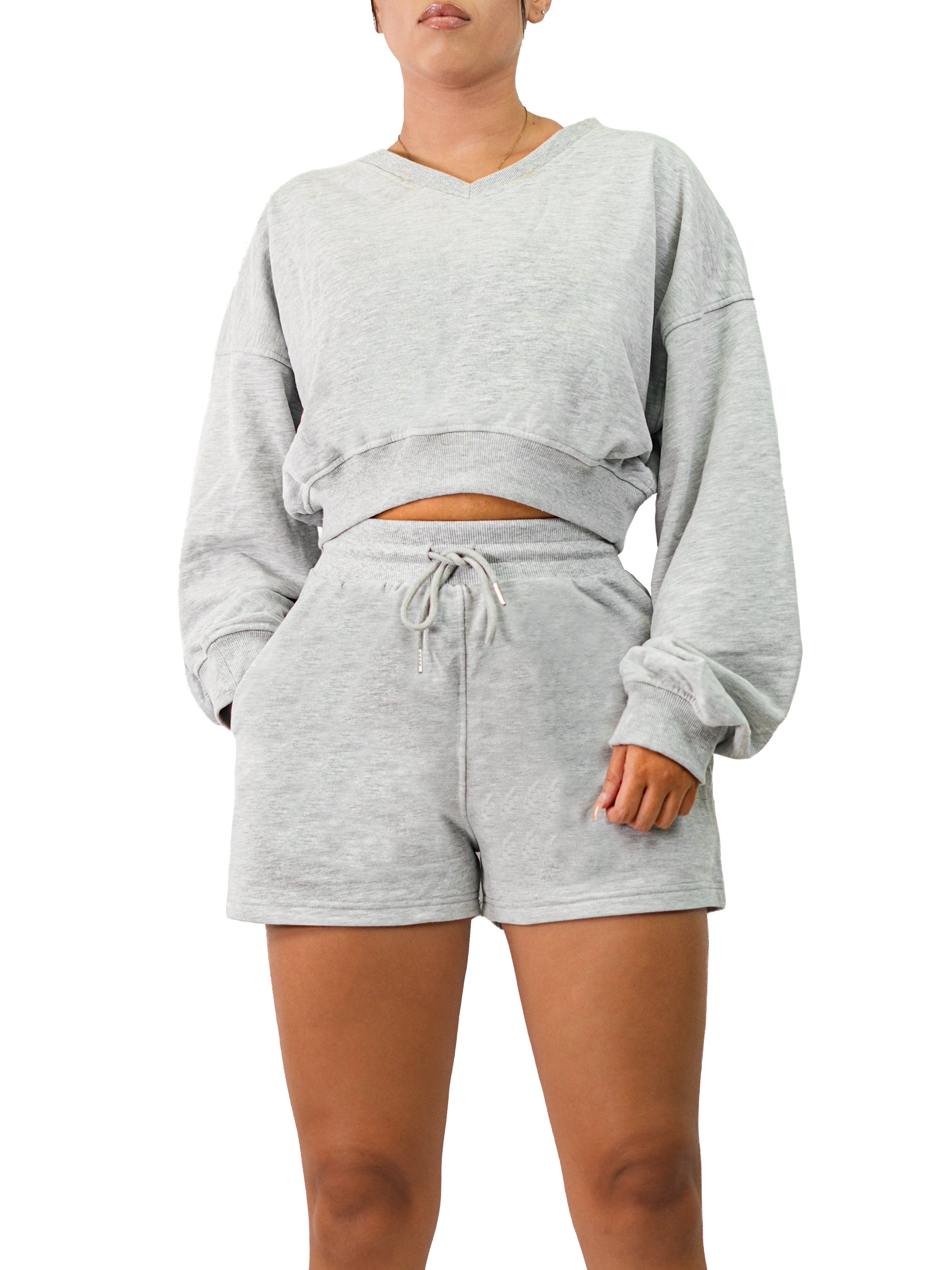 Curvy Cropped Sweatshirt (Gray)