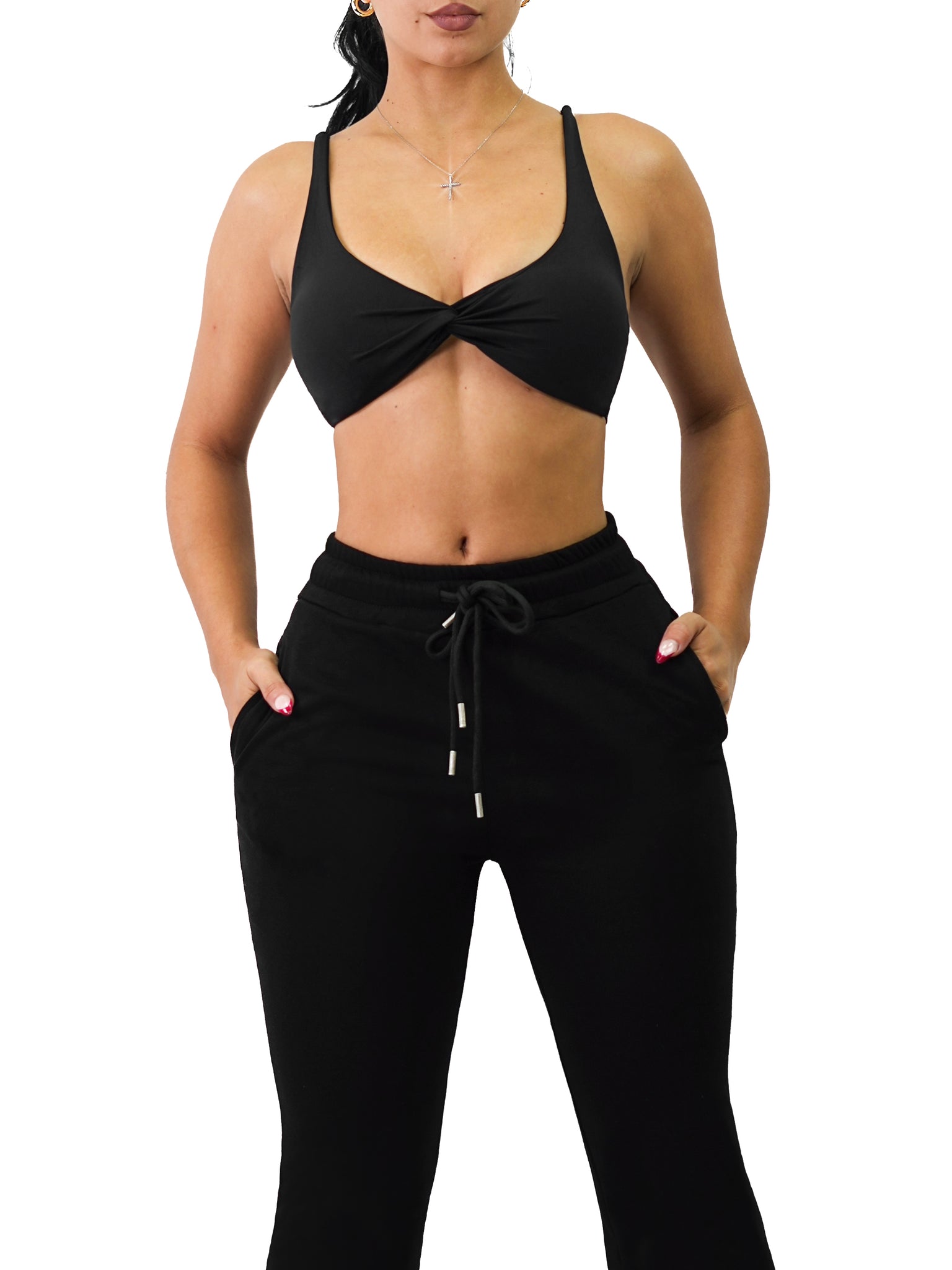 Ribbed Twist Sports Bra (Black) – Fitness Fashioness