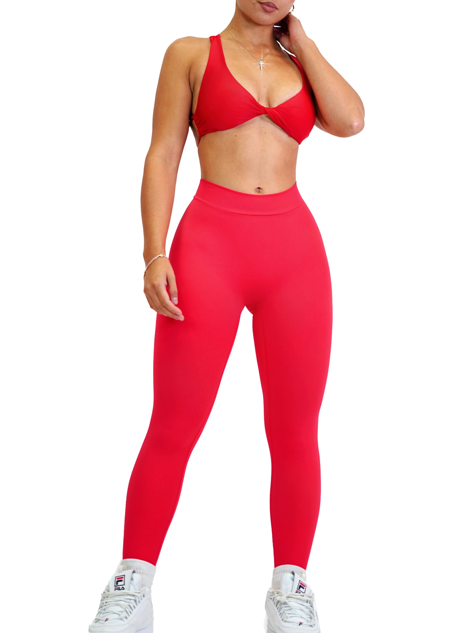 V Back Scrunch Leggings (Scarlet Red) – Fitness Fashioness