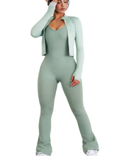 Load image into Gallery viewer, Bootcut Flare Jumpsuit (Eucalyptus)