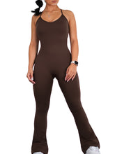 Load image into Gallery viewer, Bootcut Flare Jumpsuit (Cocoa Brown)