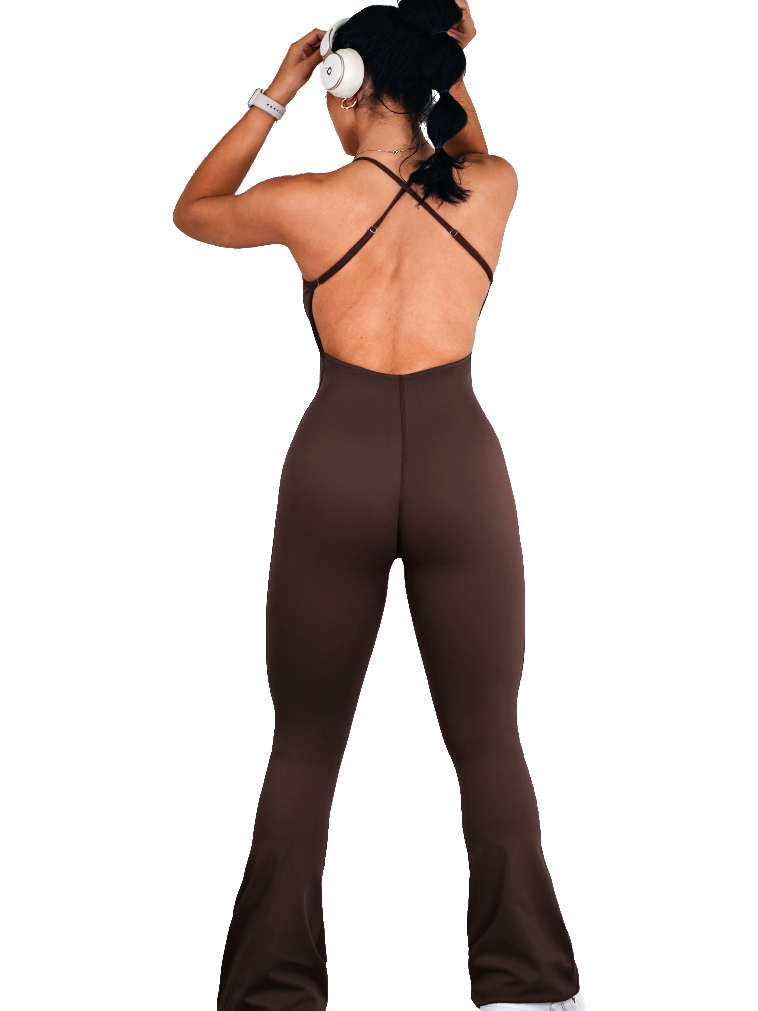 Bootcut Flare Jumpsuit (Cocoa Brown)