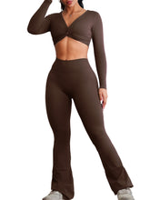 Load image into Gallery viewer, Bootcut Flare Seamless Leggings (Cocoa Brown)