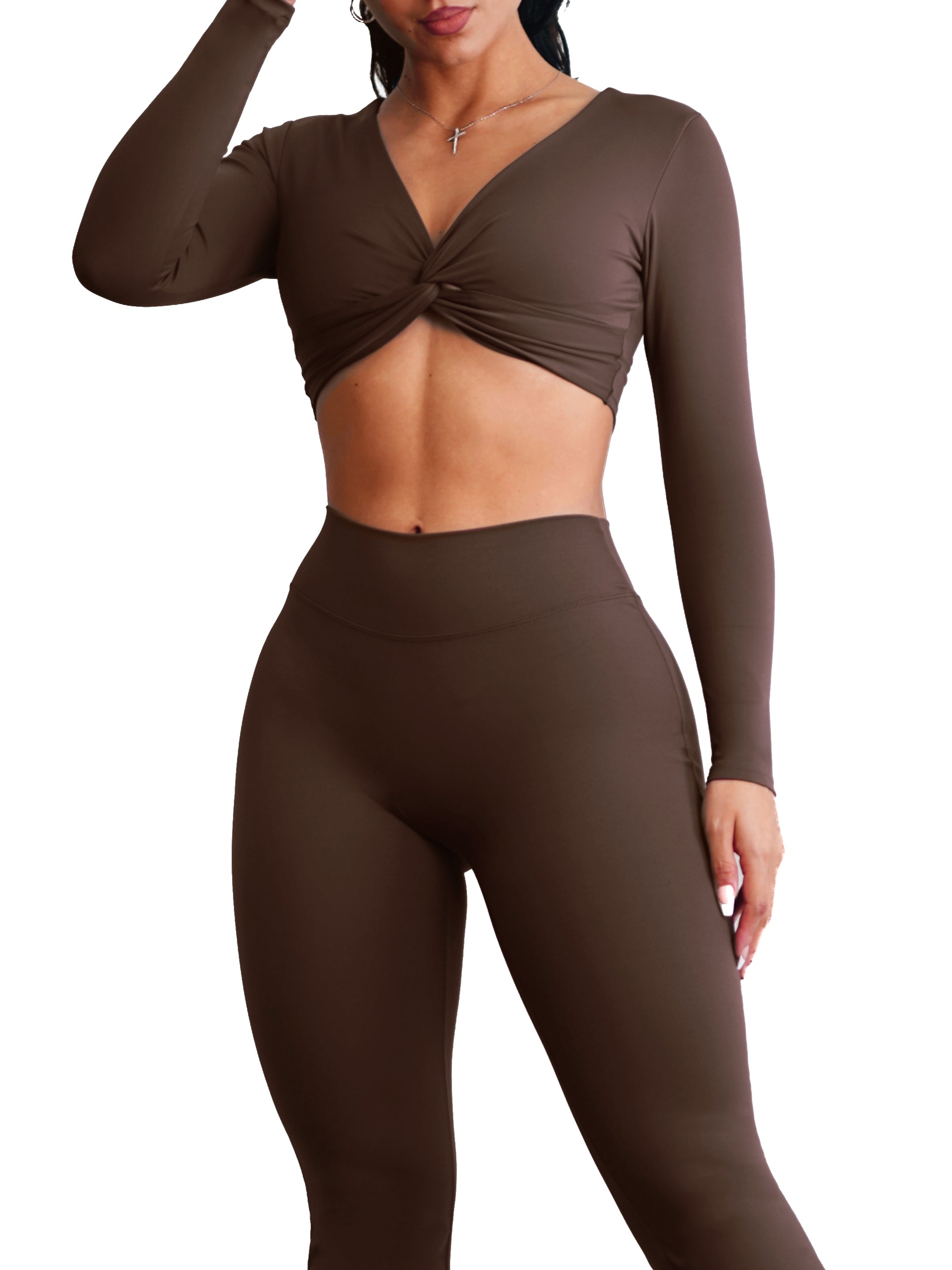 Clubhouse Long Sleeve Sports Top (Cocoa Brown)