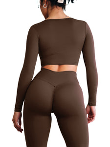 Clubhouse Long Sleeve Sports Top (Cocoa Brown)