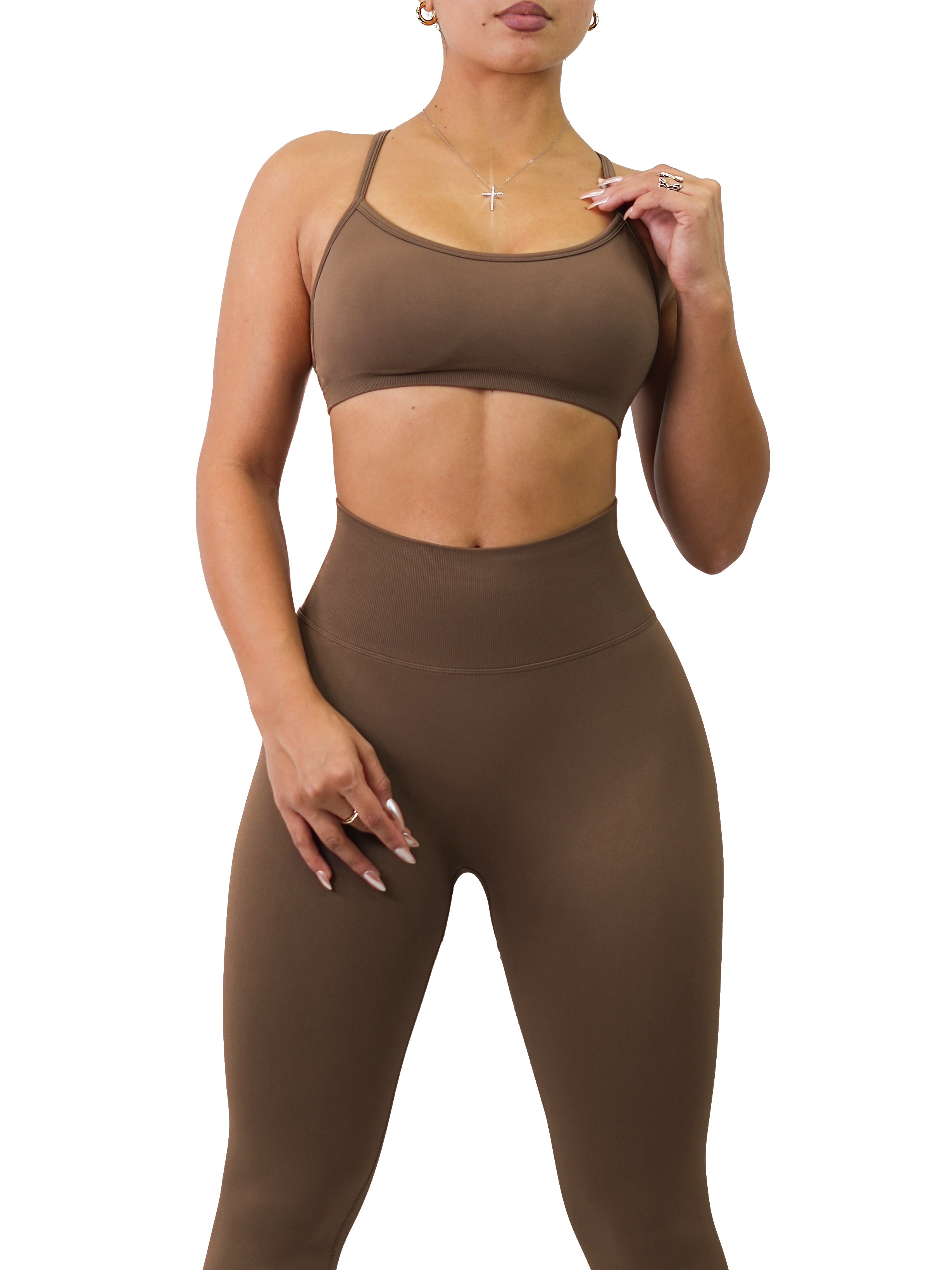 Athletic Seamless Sports Bra (Brown)