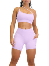 Load image into Gallery viewer, Minimal One Shoulder Sports Bra (Lilac)