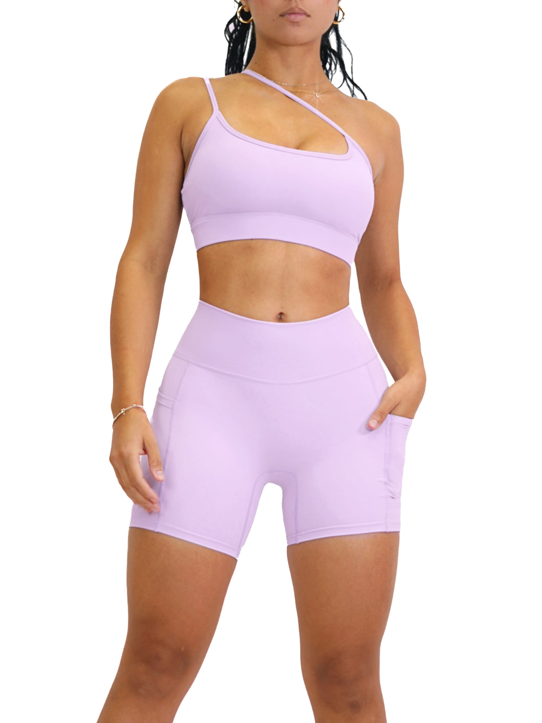 Minimal One Shoulder Sports Bra (Lilac) – Fitness Fashioness