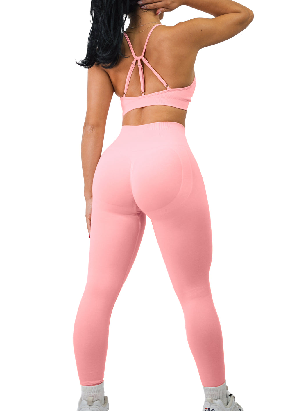 Mid Waist Contour Leggings (Pretty Pink) – Fitness Fashioness