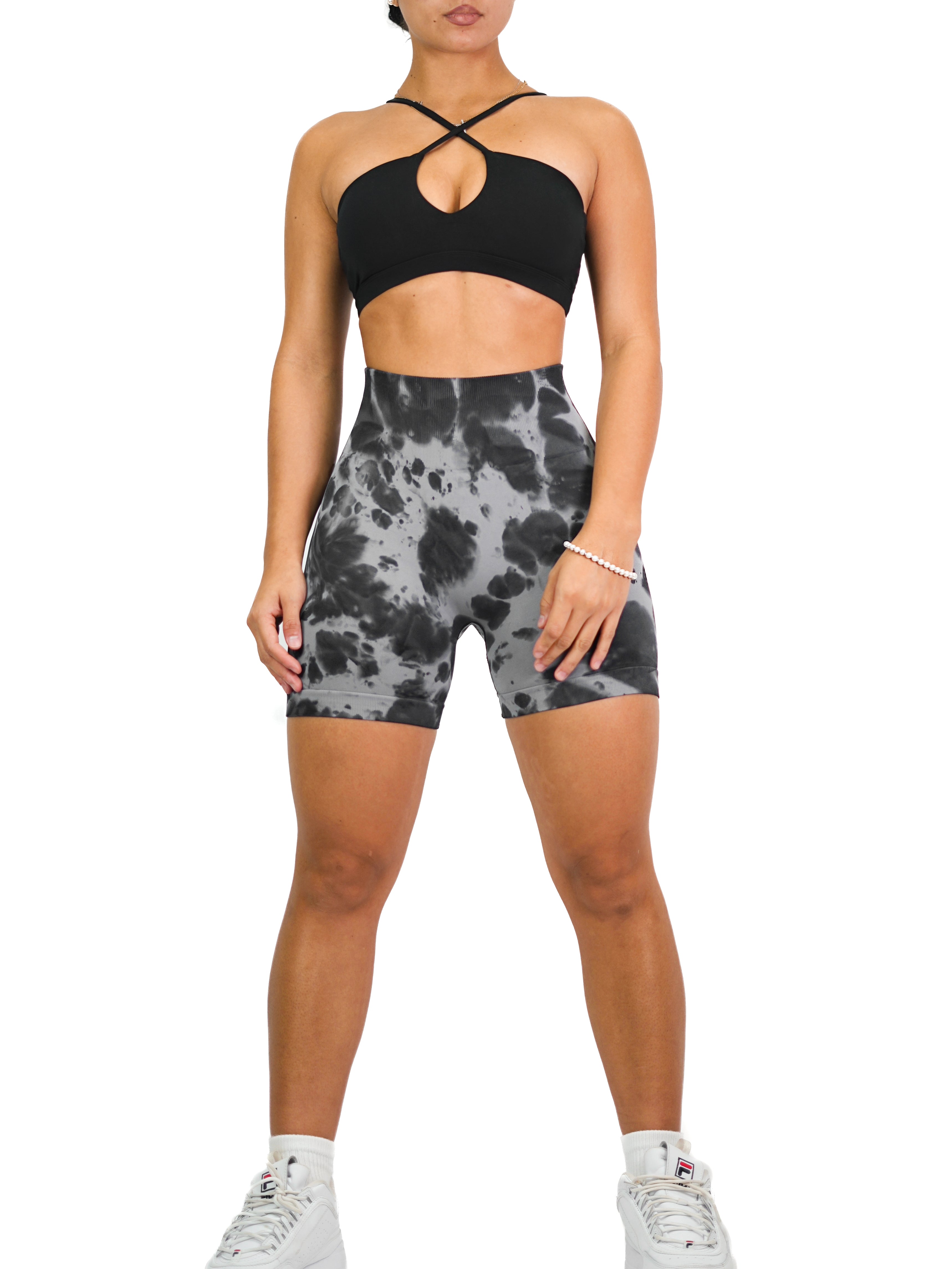 Body Paint Seamless Scrunch Shorts (Gray & Black)