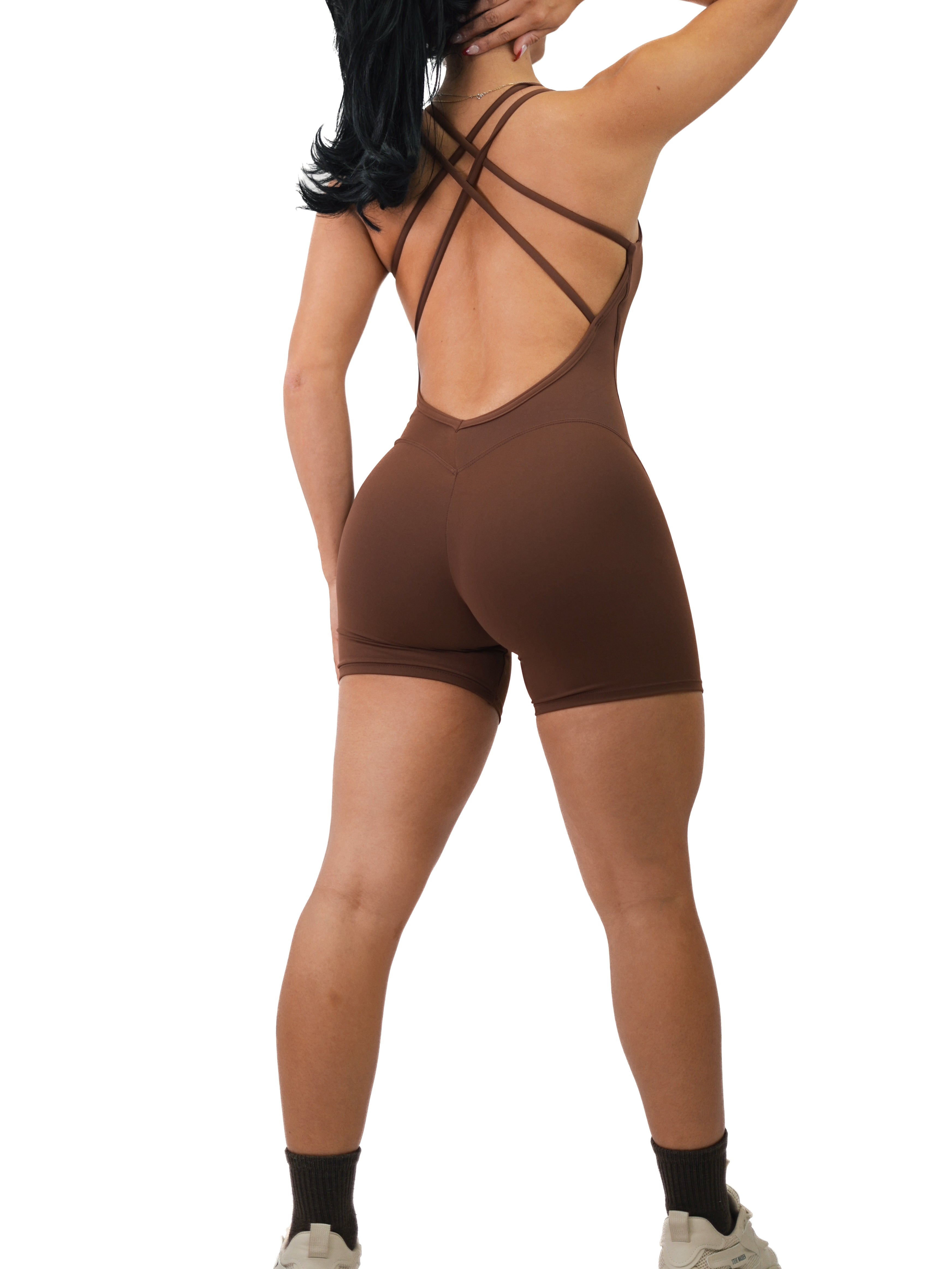 Fitted Short Romper (Sweet Brown)