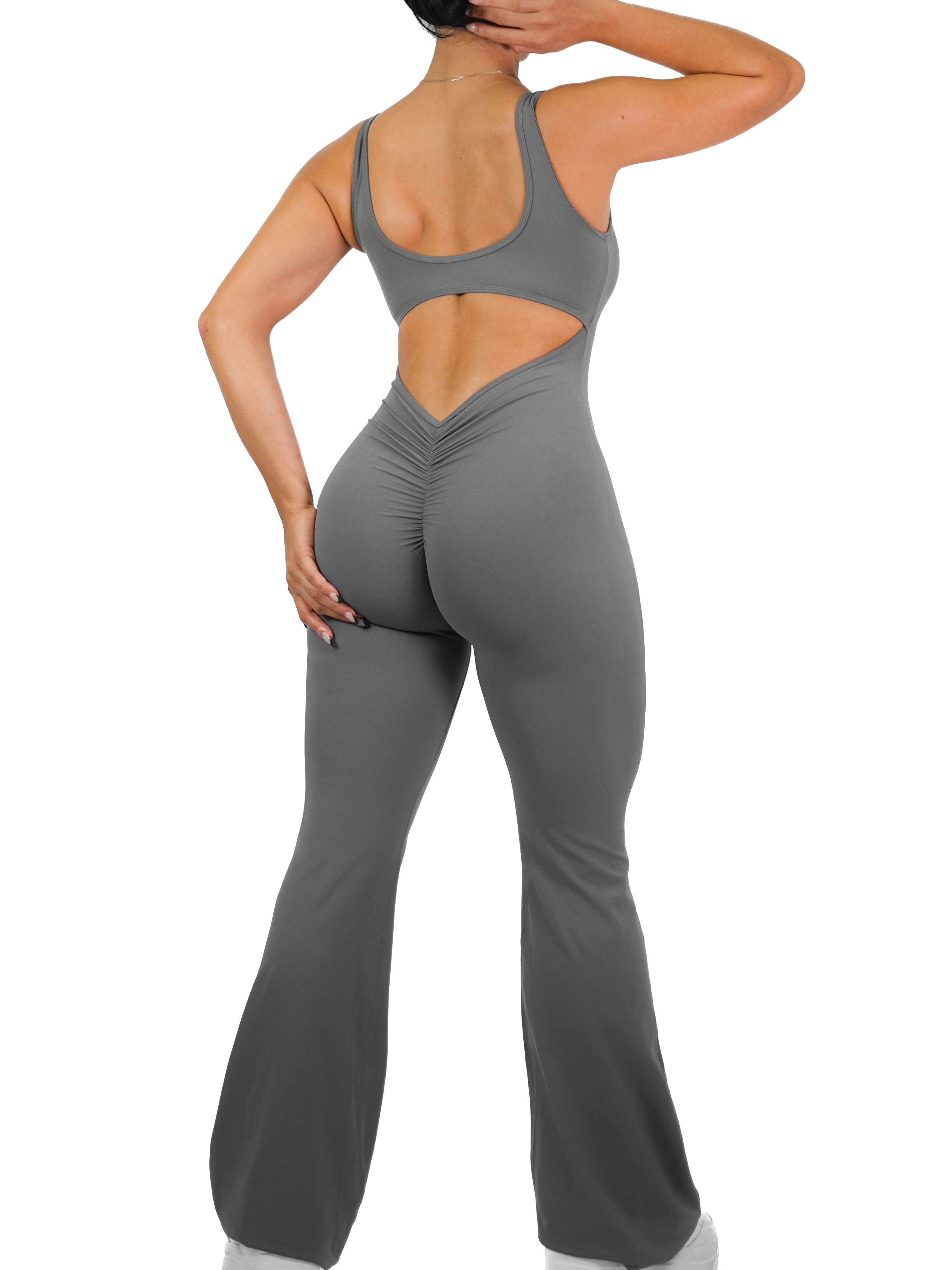 Flare Scrunch Jumpsuit (Gray)