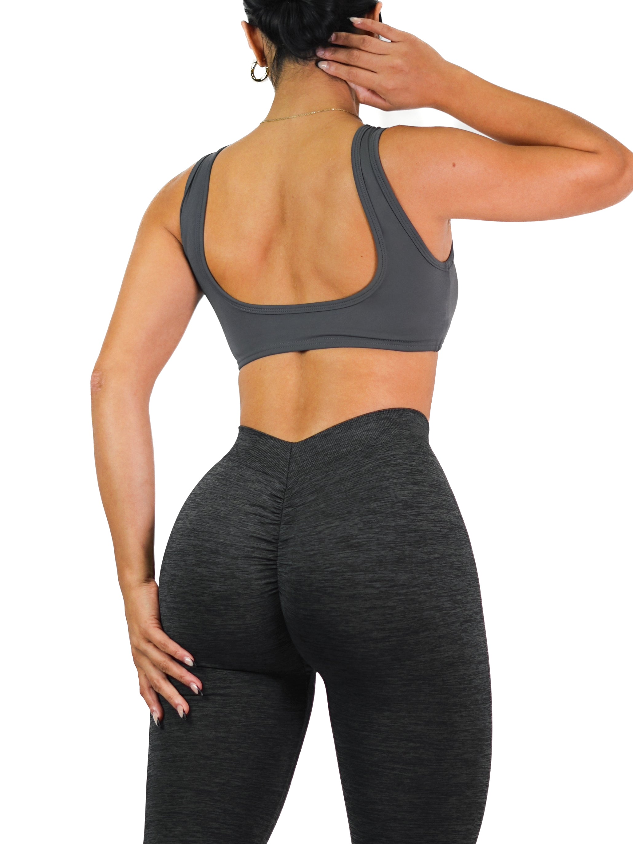 Athletic V Sports Bra (Charcoal)