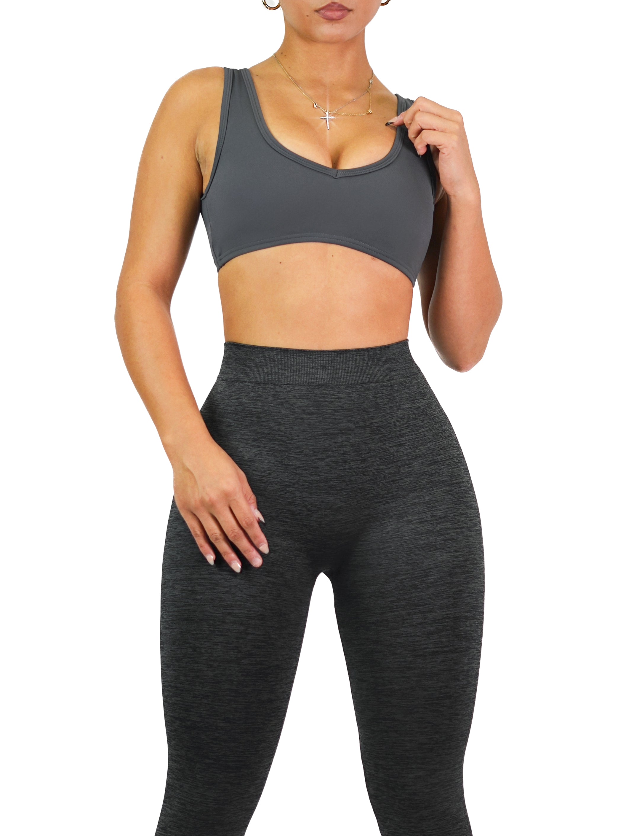 Athletic V Sports Bra (Charcoal)