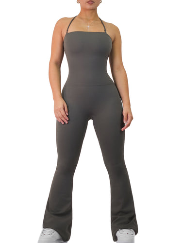 Strapless Flare Jumpsuit (Charcoal)