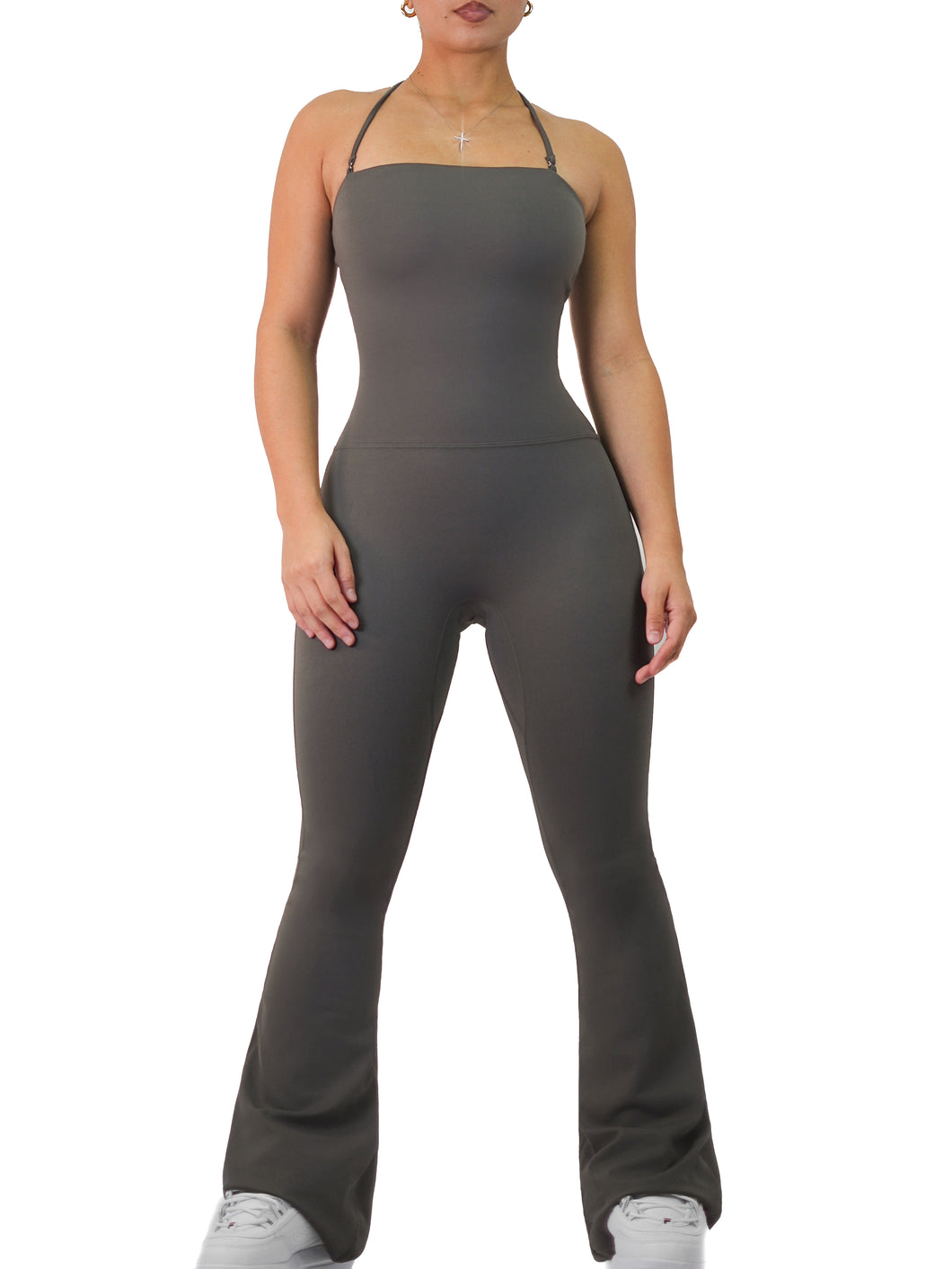 Strapless Flare Jumpsuit (Charcoal)