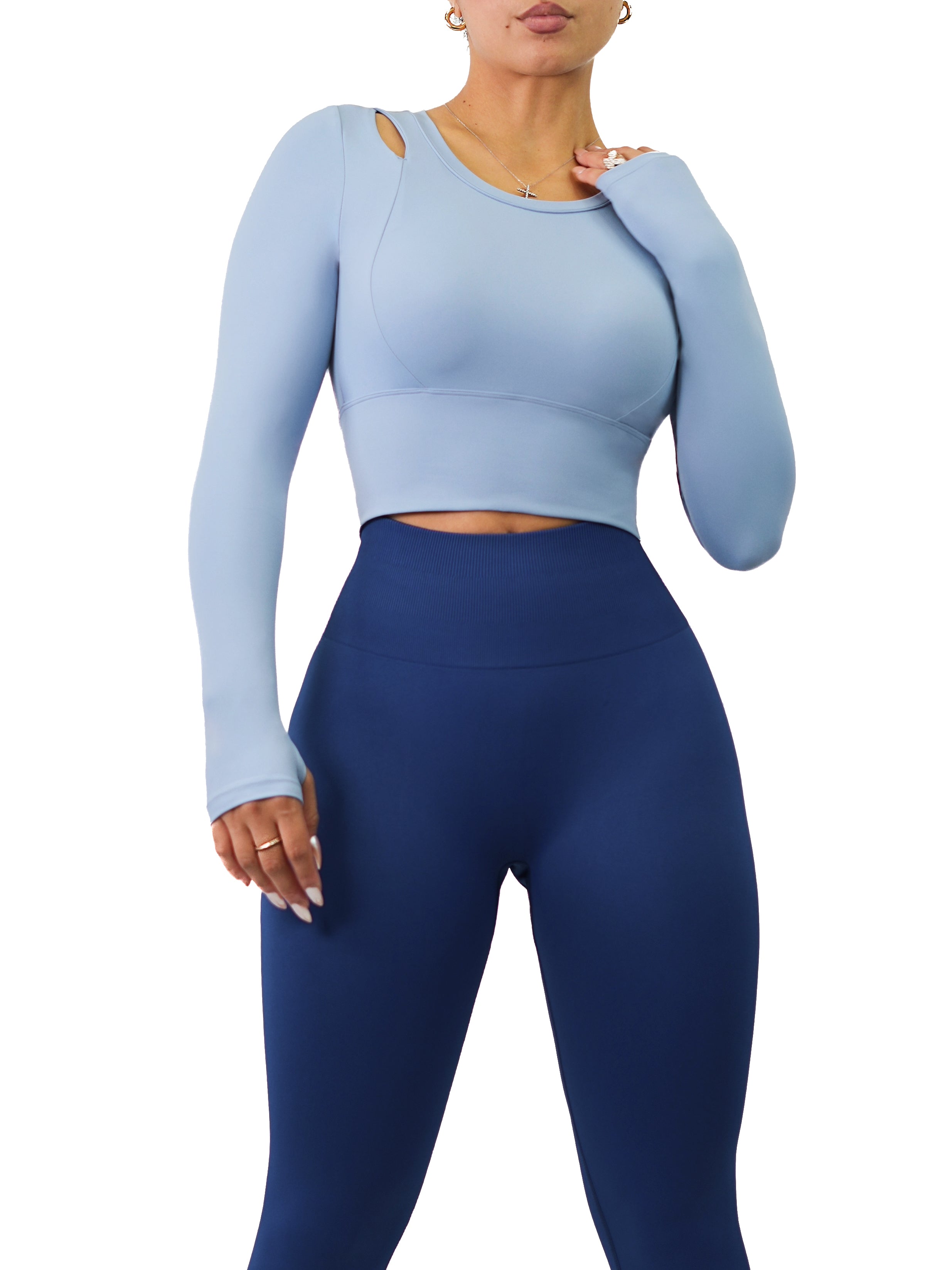 Fierce Long Sleeve Sports Top (Sky Blue)