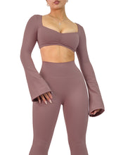 Load image into Gallery viewer, City Girl Flared Long Sleeve Sports Top (French Mauve)