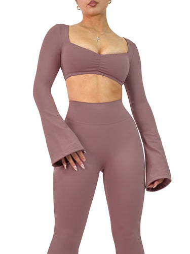 City Girl Flared Long Sleeve Sports Top (French Mauve)