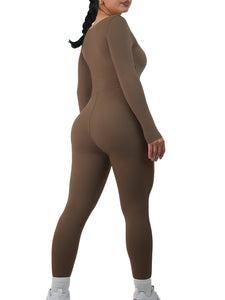 American Doll Long Sleeve Jumpsuit (Soft Brown)