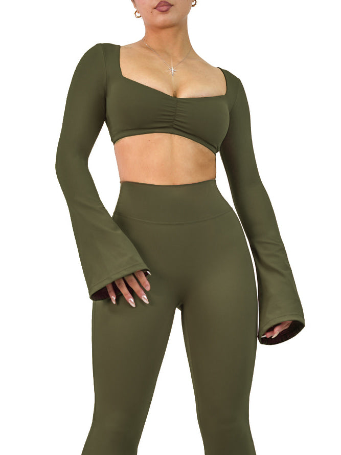 City Girl Flared Long Sleeve Sports Top (Wild Green)