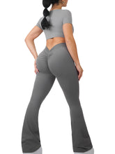 Load image into Gallery viewer, Low Back Scrunch Flare Leggings (Gray)