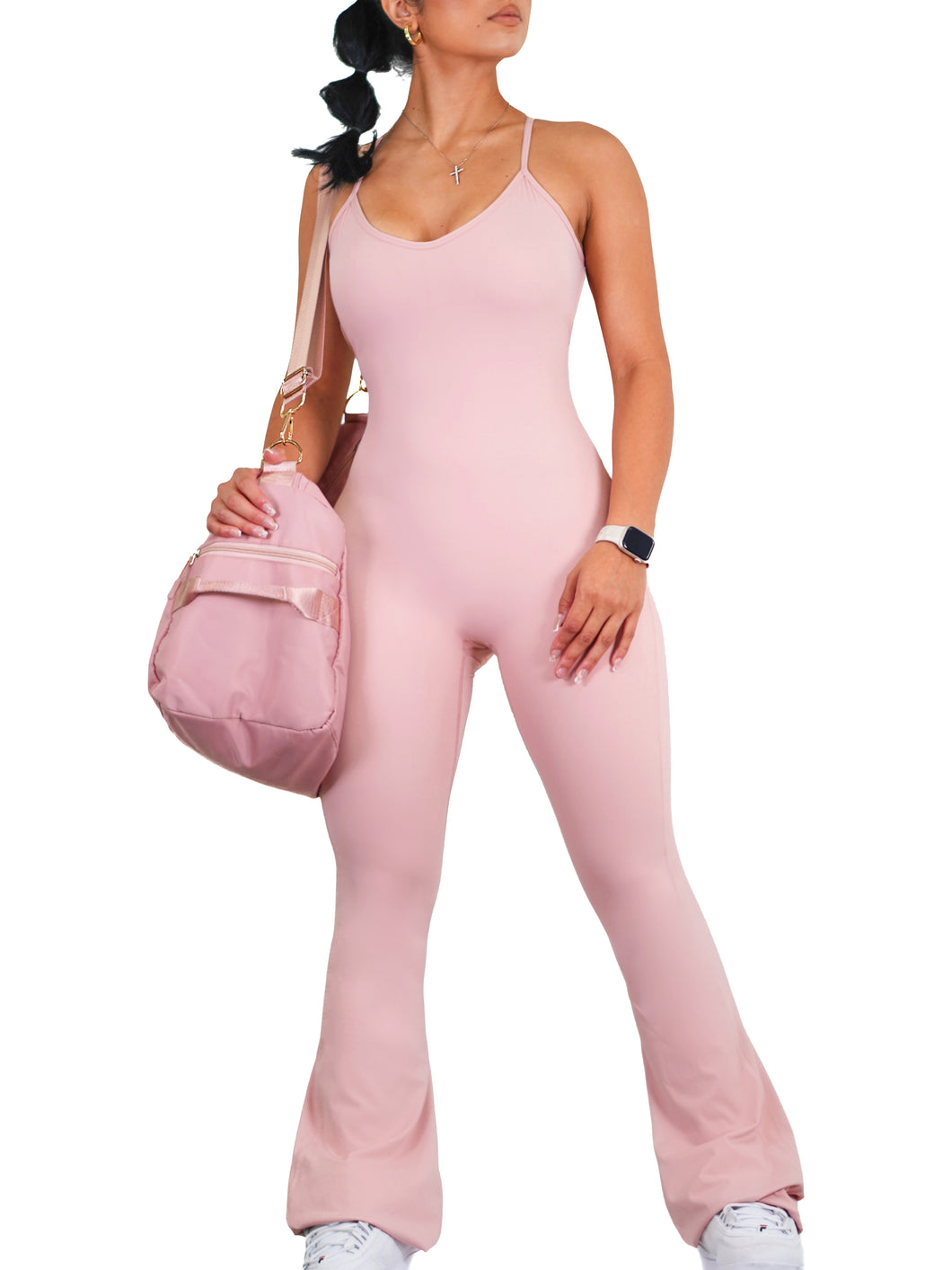 Bootcut Flare Jumpsuit (Blush Pink)