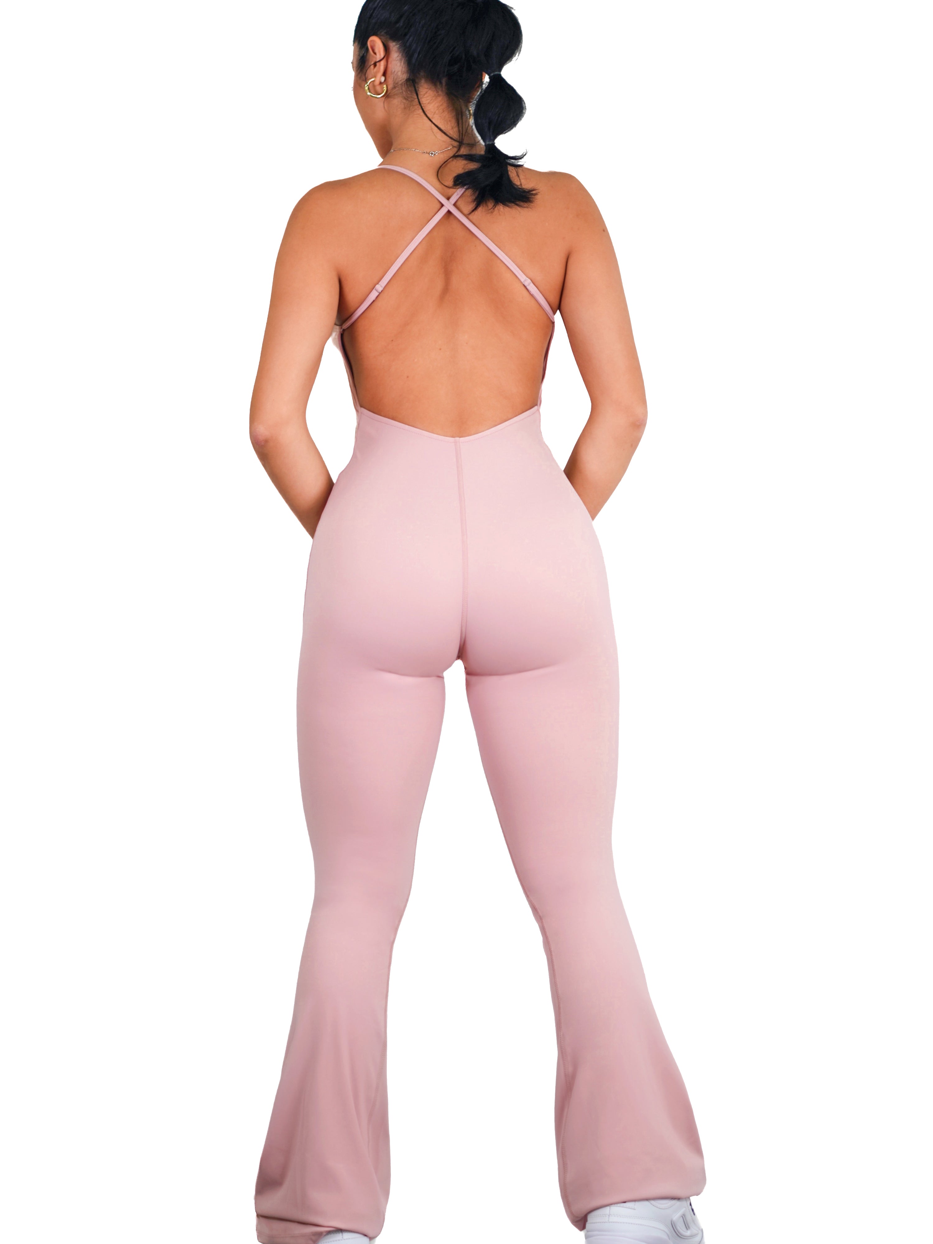 Bootcut Flare Jumpsuit (Blush Pink)