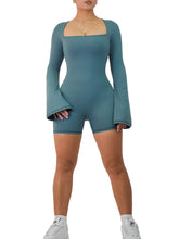 Load image into Gallery viewer, American Doll Flared Long Sleeve Short Romper (Luxe Blue)