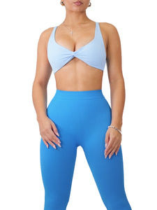 Open-Back Halter Sports Bra (Serene Blue) – Fitness Fashioness