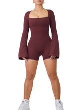 Load image into Gallery viewer, American Doll Flared Long Sleeve Short Romper (Burgundy)