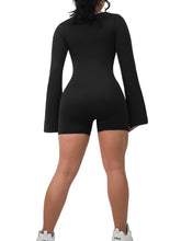 Load image into Gallery viewer, American Doll Flared Long Sleeve Short Romper (Black)