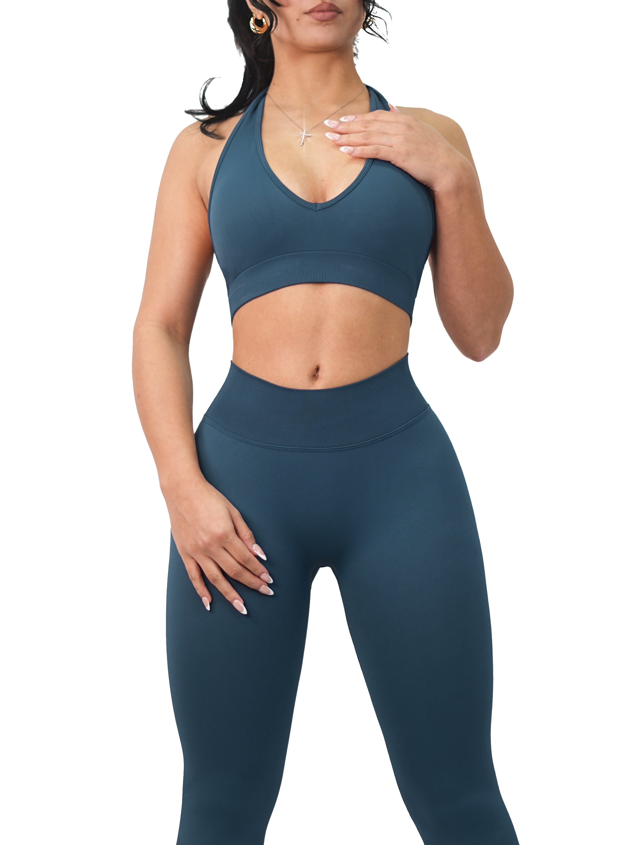 Athletic Halter Sports Bra (Navy Blue) – Fitness Fashioness