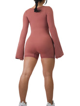 Load image into Gallery viewer, American Doll Flared Long Sleeve Short Romper (Blush Red)