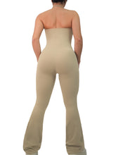 Load image into Gallery viewer, Strapless Flare Jumpsuit (Latte)