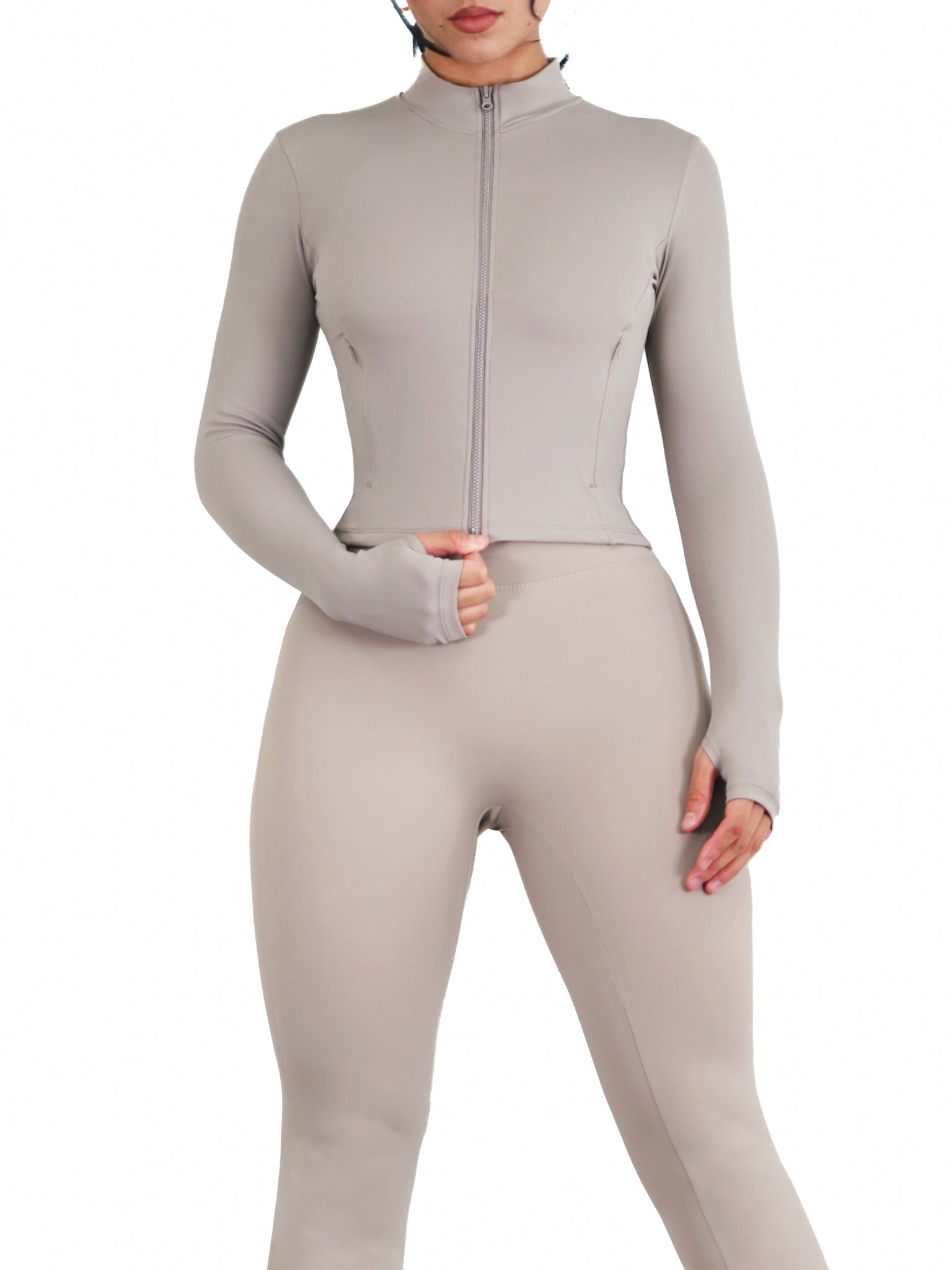 Fitted BBL Compression Jacket (Stone) – Fitness Fashioness