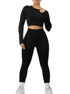 Fitted Ribbed Leggings (Black)