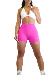 Low Back Scrunch Shorts (Hot Pink)