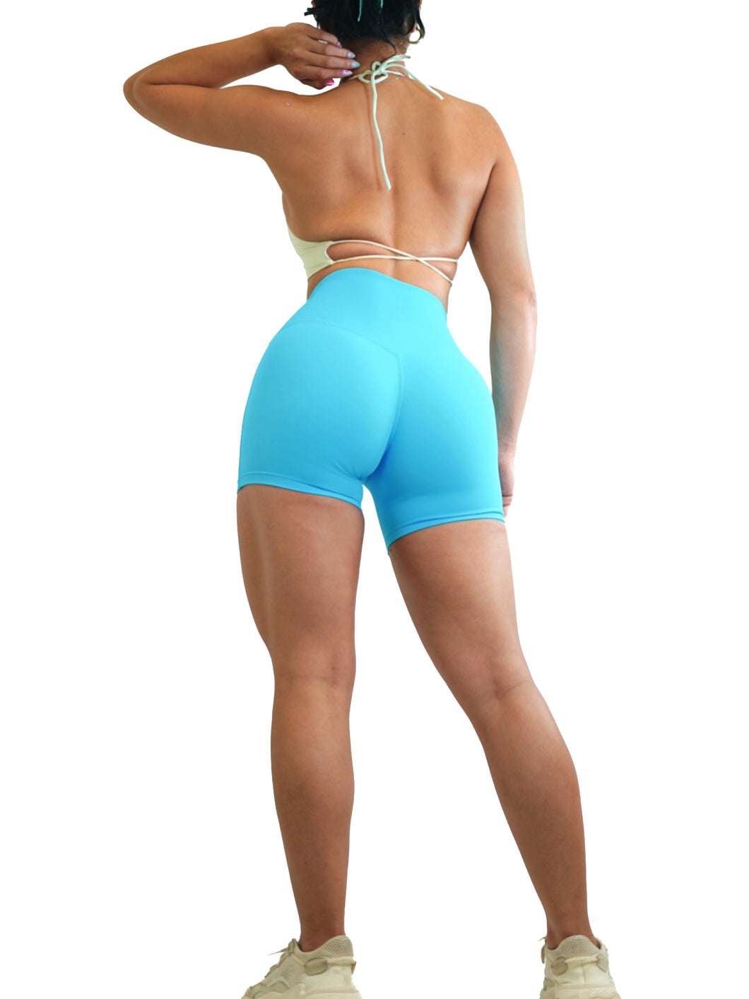 High Waisted Booty Shorts (Coastal Blue)