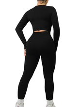Load image into Gallery viewer, Fitted Ribbed Leggings (Black)