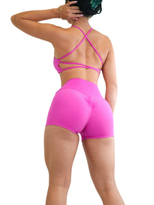 Itty Bitty Sexy Back Sports Bra (Hot Pink)