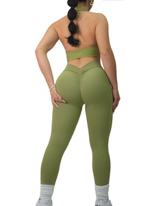 Olive Scrunch Leggings with Pockets