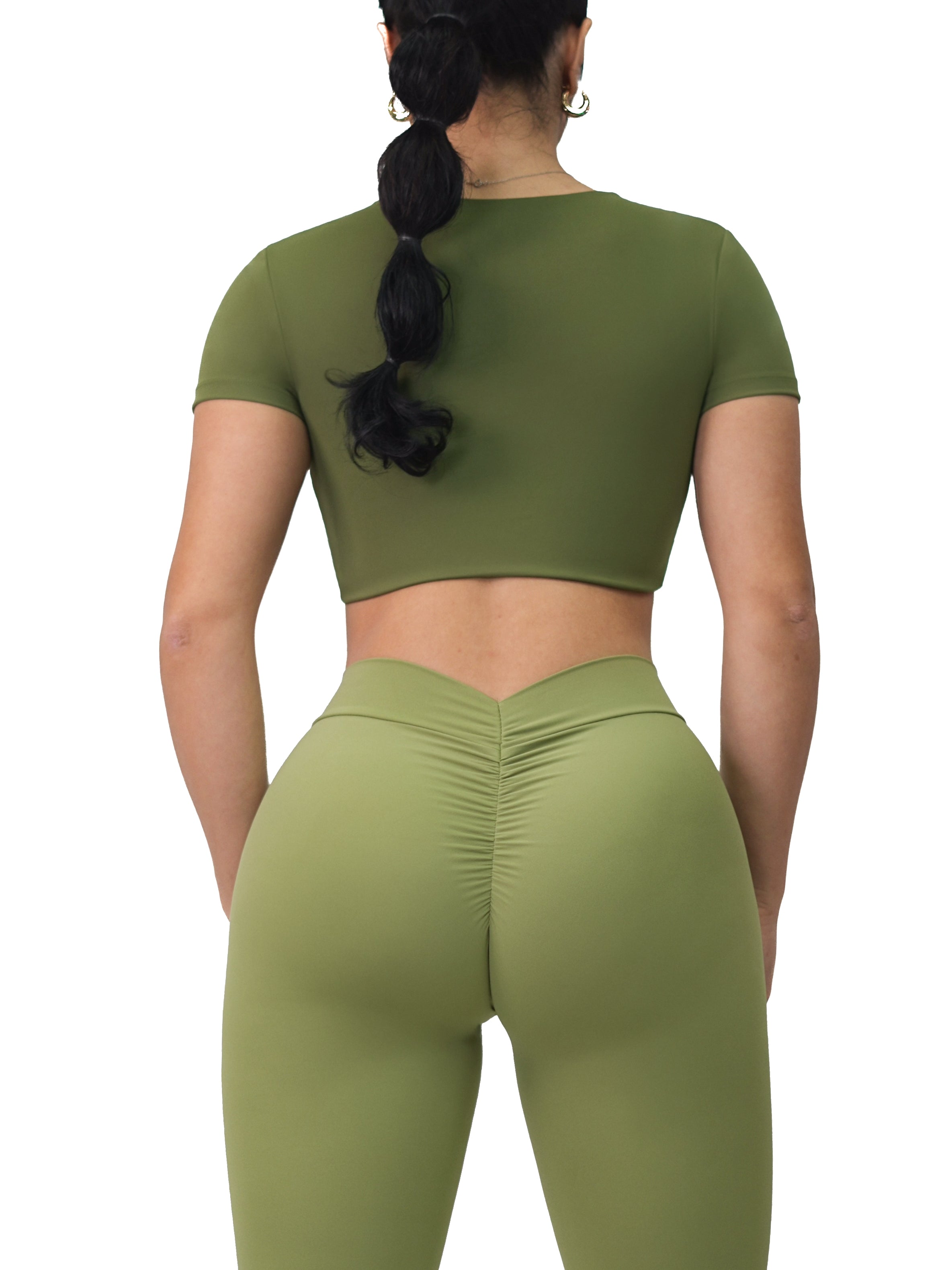 Twist Short Sleeve Sports Top (Wild Green)