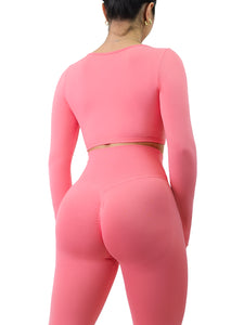 Active Scrunch Long Sleeve Top (Pink Lush)