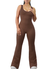Load image into Gallery viewer, Seamless Flare Slit Jumpsuit (Brown)