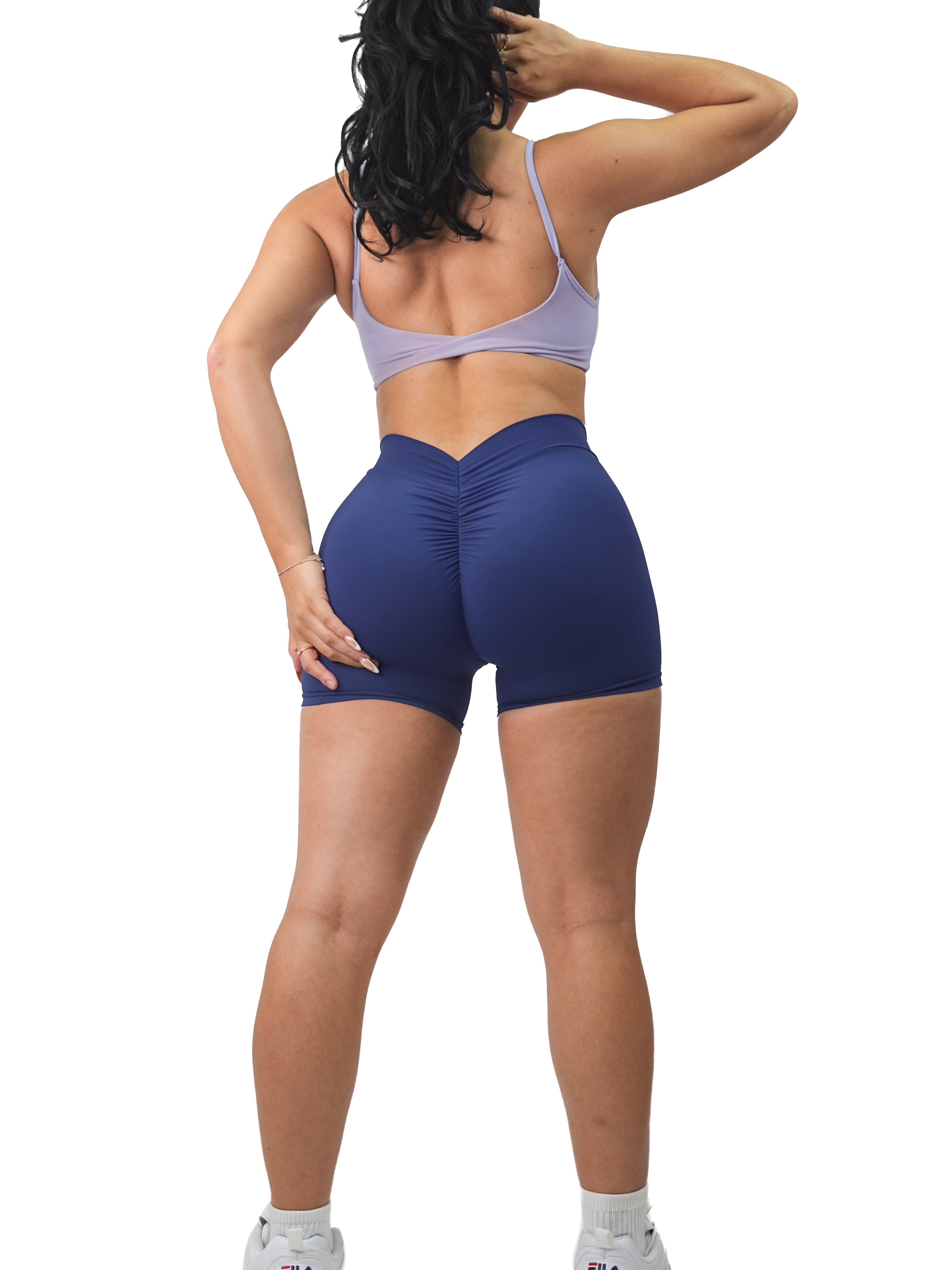 Low Back Scrunch Shorts (Navy Blue)