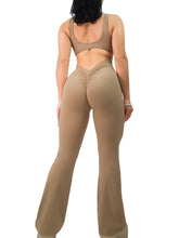 Load image into Gallery viewer, Flare Scrunch Jumpsuit (Light Cocoa)