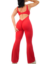 Load image into Gallery viewer, Flare Scrunch Jumpsuit (Ferrari Red)