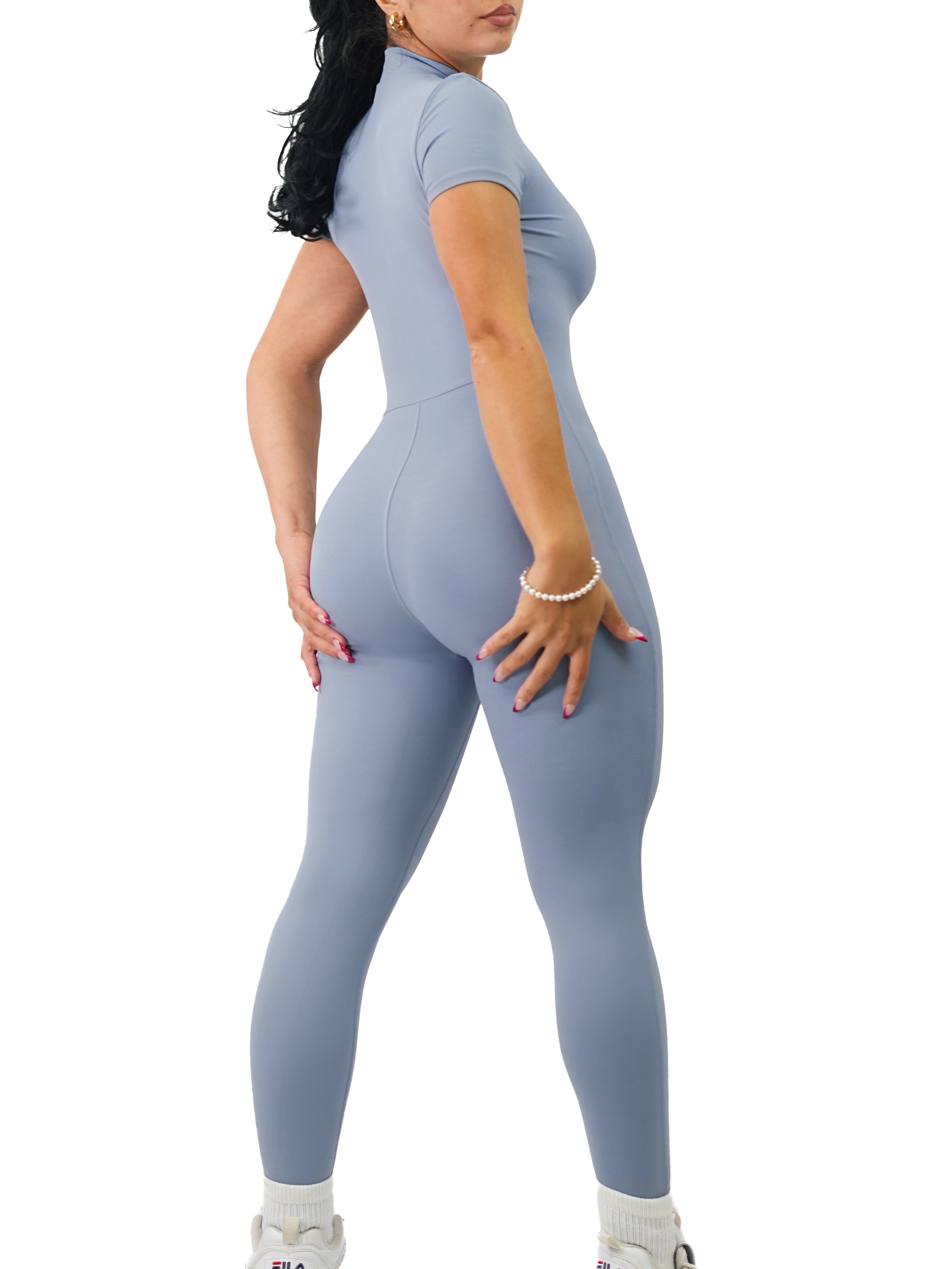 Fitted Zipper Jumpsuit (Stormy Blue)