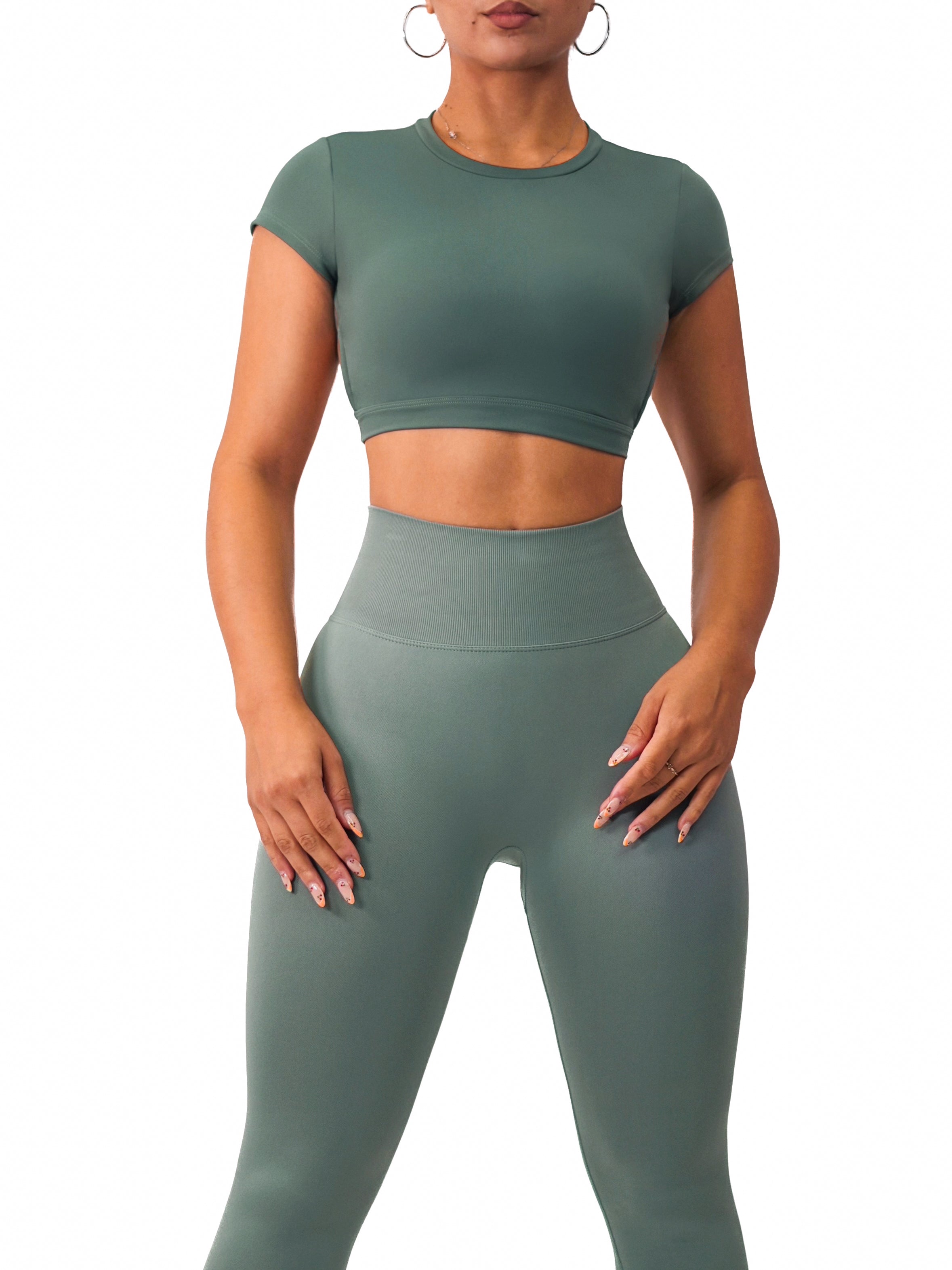 Backless Sports Top (Stone Green)